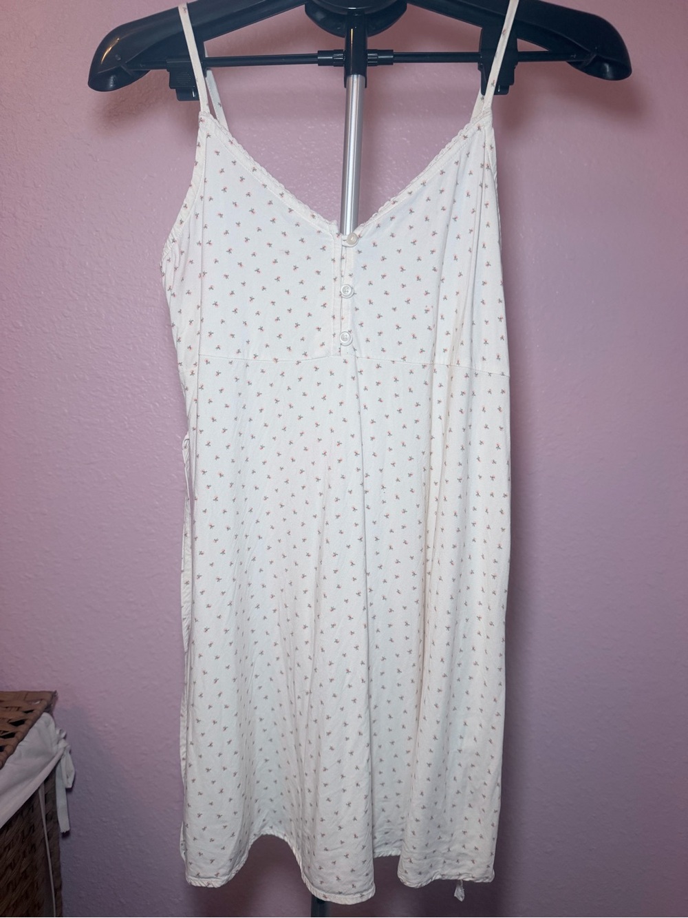 Brandy Melville Spaghetti Strap Sundress in Cream with Floral Print